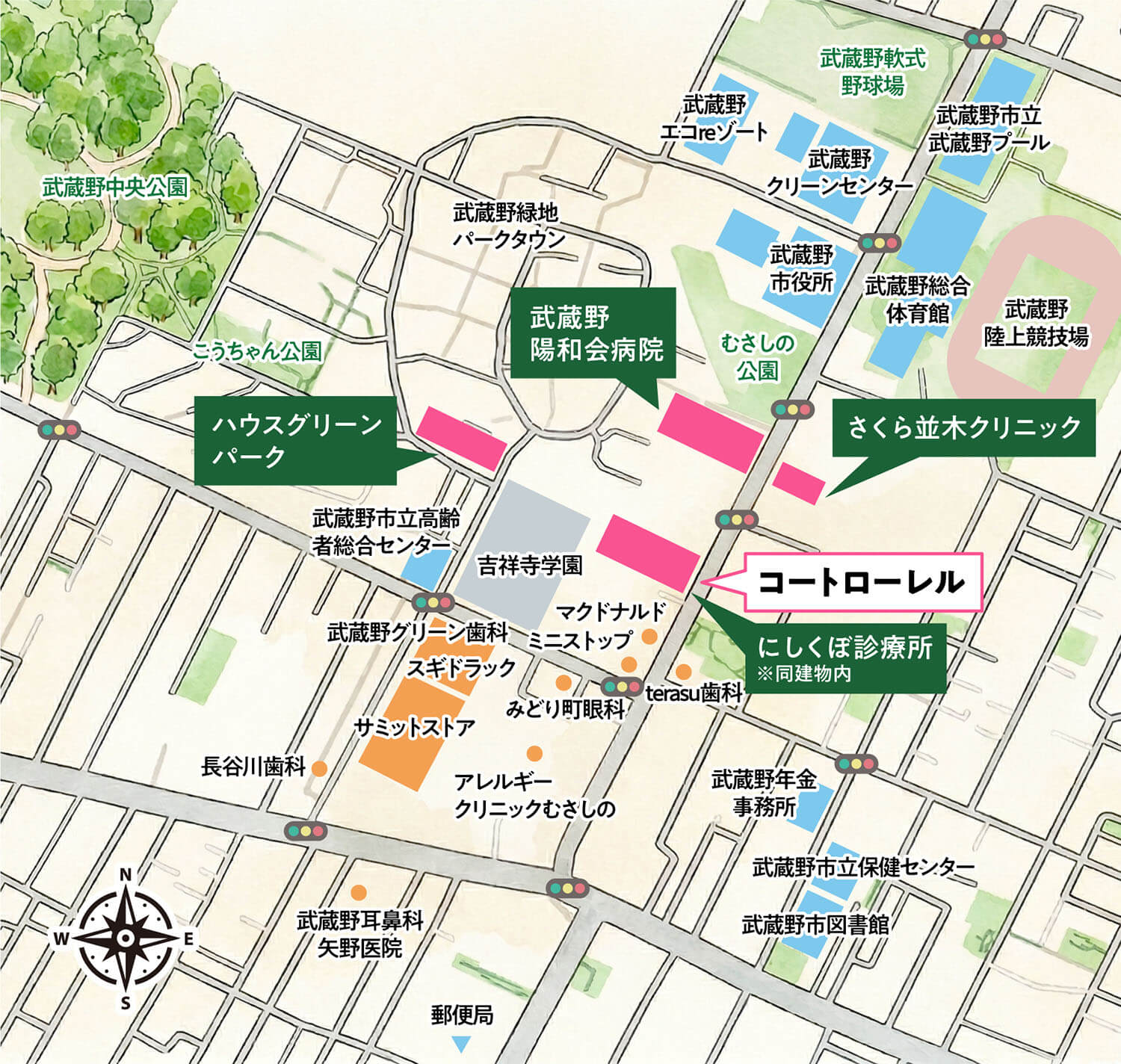 介護付有料老人ホームコートローレルの自然あふれる近隣環境